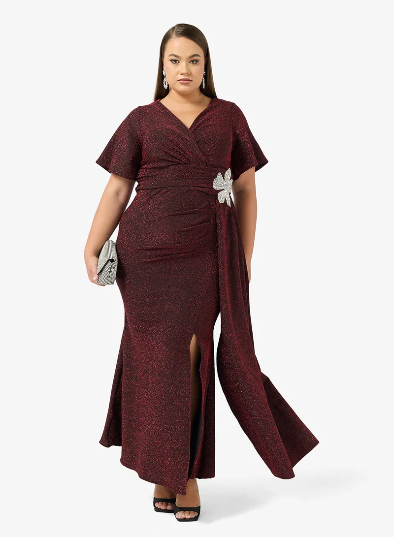 Ella Plus Plus Size Drapped Dress With Waist Ruching